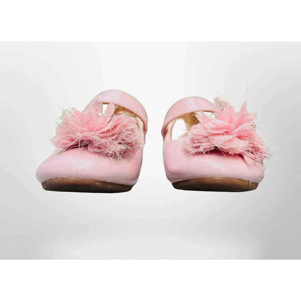 GUC ADAMUMU Toddler/Girl Mary Jane Ballet Flats Flower Embellishment Size 11